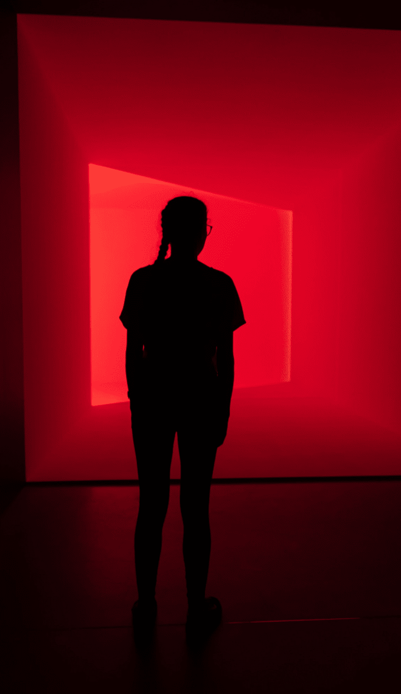 Silhouette of a woman on a red background. Home services marketing experts concept