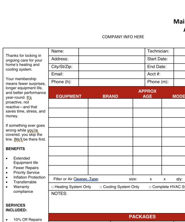 Club Maintenance Agreement Template for HVAC Businesses | Boost Recurring Revenue & Customer Loyalty