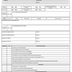 HVAC Installation Completion Checklist